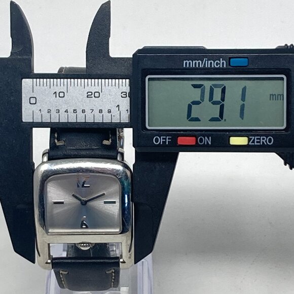 Coach Watch Women 29mm Silver Tone Swiss Made Black Leather New Battery 8.25" - Picture 9 of 15